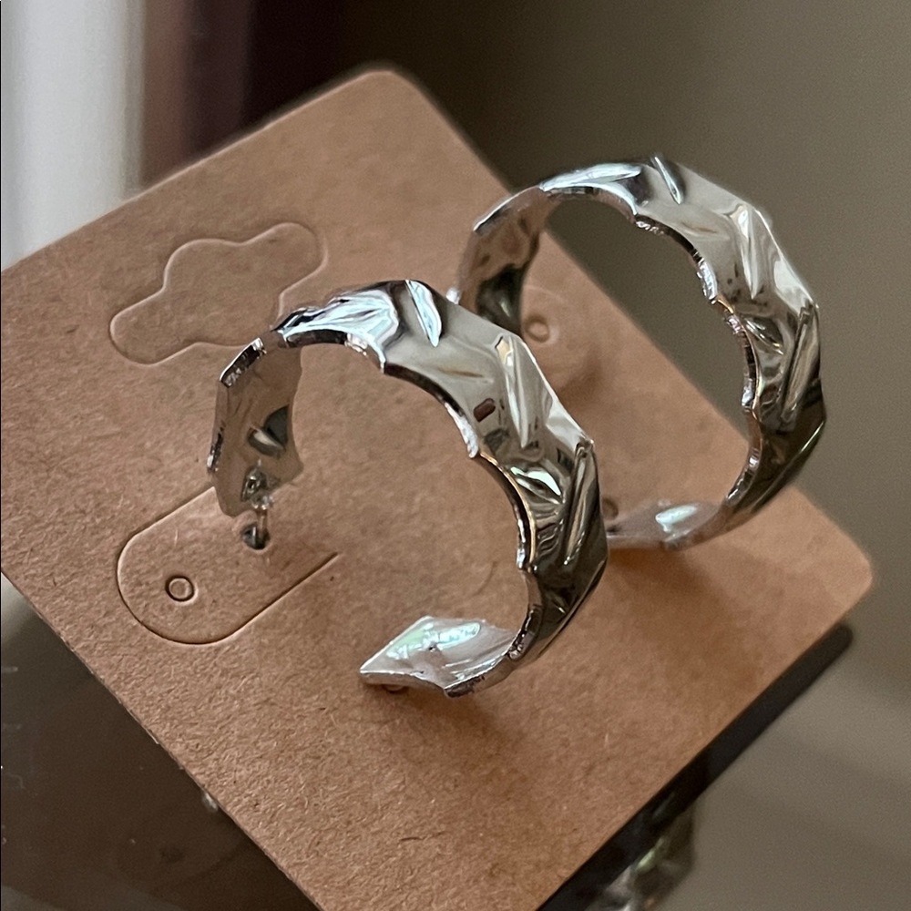Thick Silver Hoop Earrings
